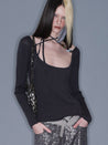 PROD 2025-2 Dark gray / XS / Pre-order20%Off (7-14days) Multiway Round Neck Beaded Knit Top