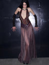 PROD 2025-2 Dark purple / XS / Pre-order20%Off (7-14days) V-Neck Bodycon Flared Train Long Dress