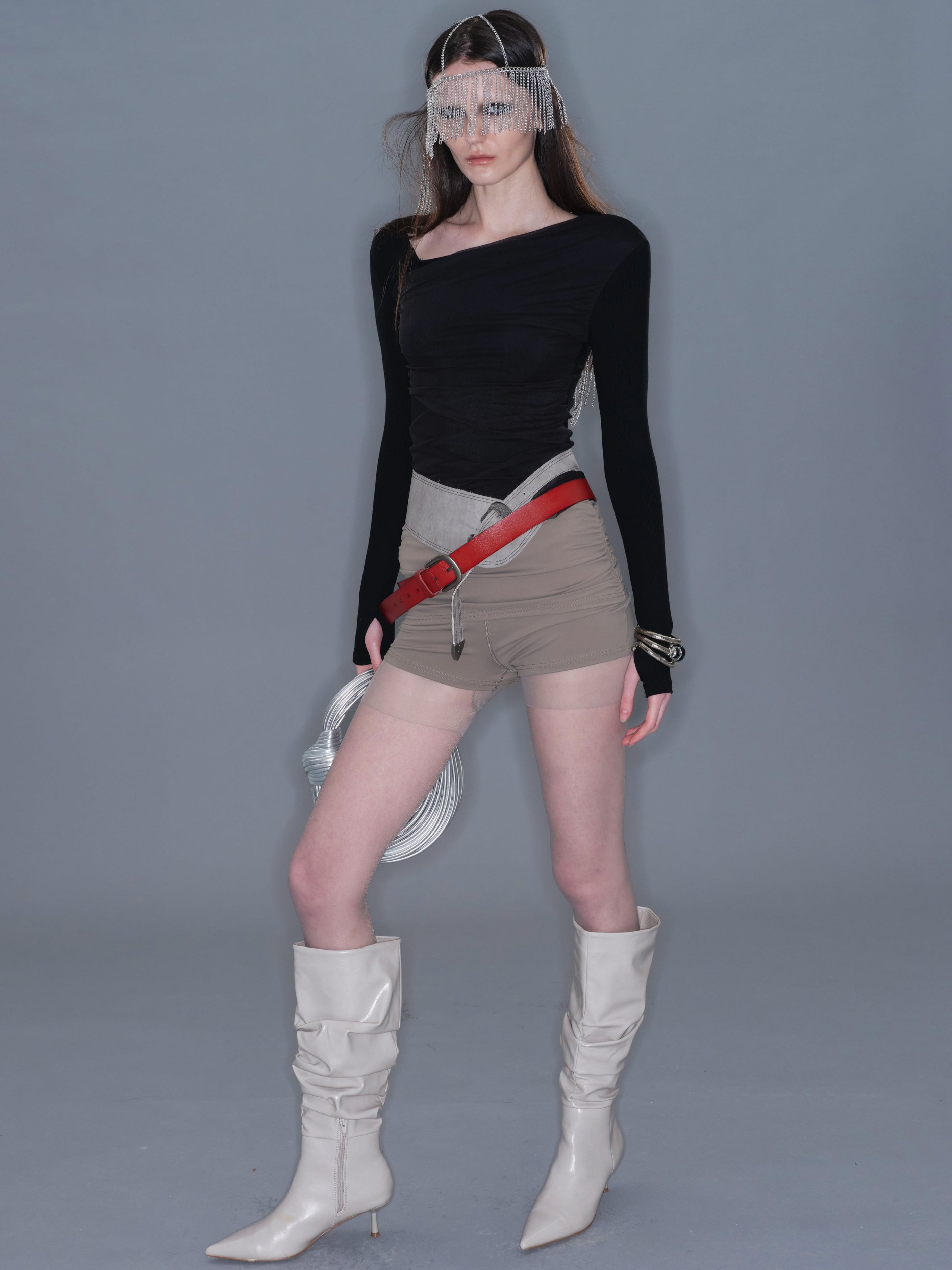 ★FLARE UP★ Drape Layered Long Sleeve FL128Black SET] Handmade Twisted Layered Long Sleeve (FL-138_Black