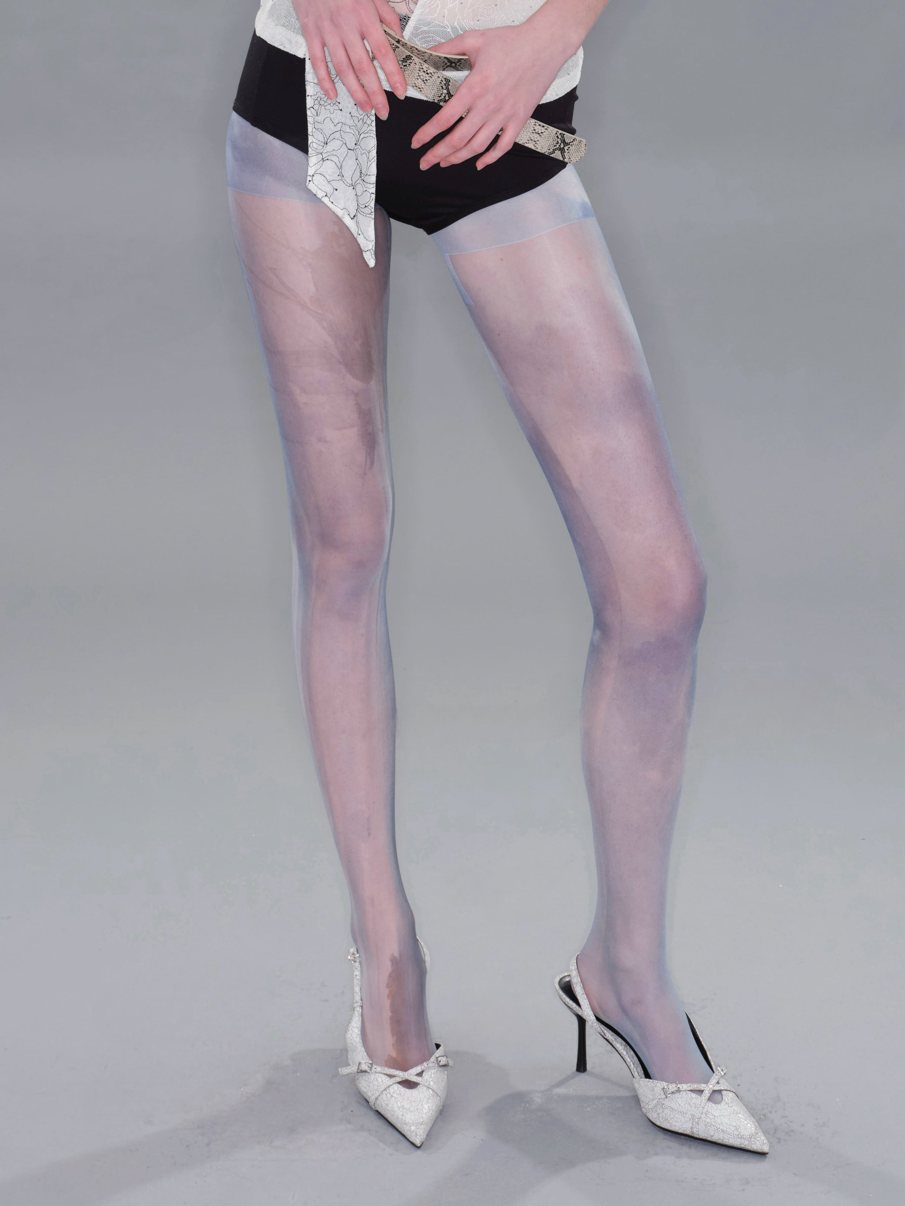 PROD 2025-2 Gray-blue / One size / Pre-order20%Off (7-14days) Sheer Sailboat Print Stockings