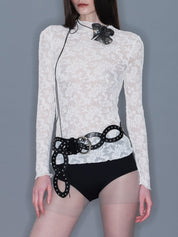 PROD 2025-2 Lace Mesh Mock Neck Top