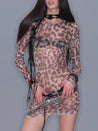 PROD 2025-2 Leopard brown / XS / Pre-order20%Off (7-14days) Sheer Leopard Print Long Sleeve