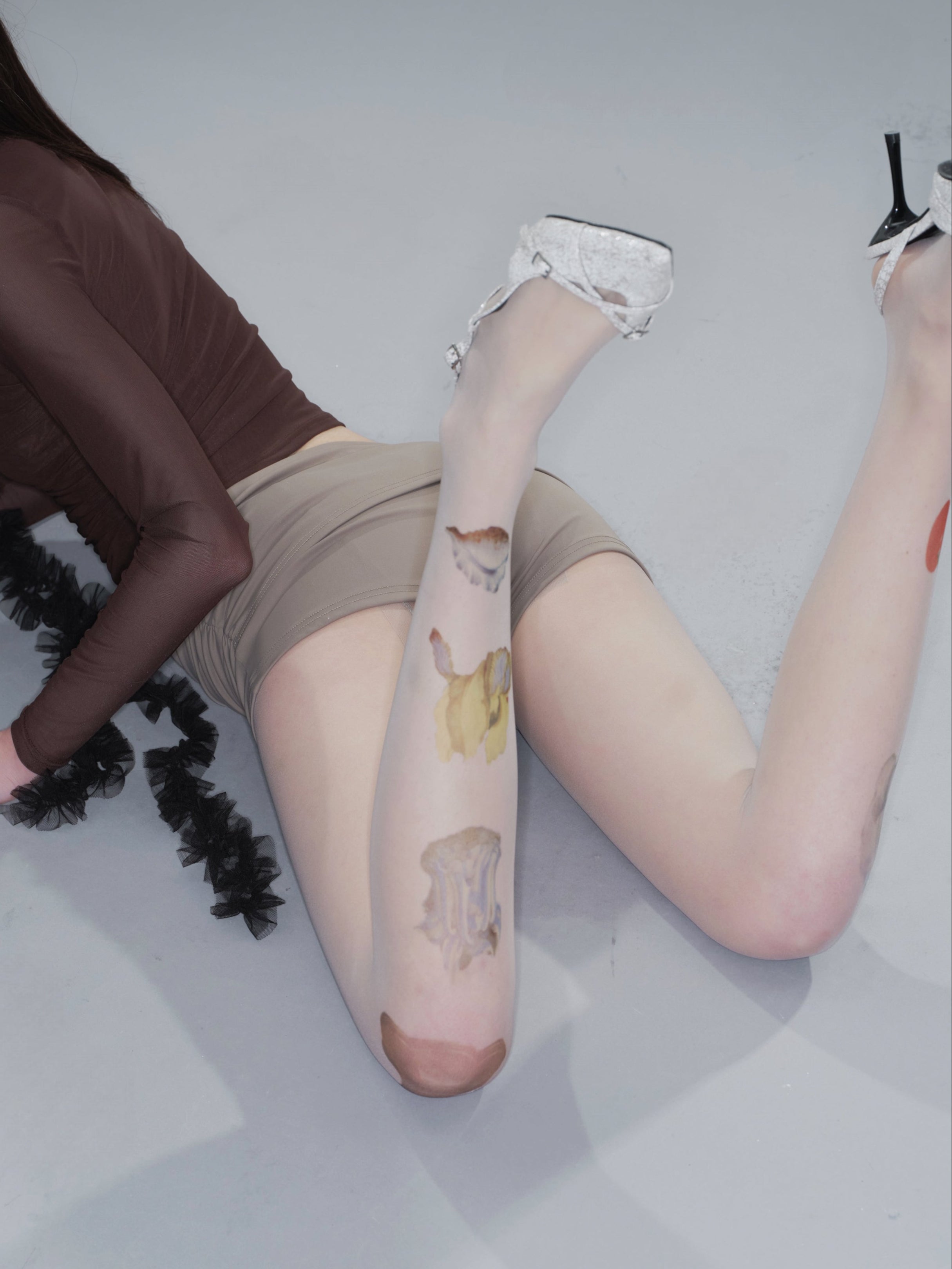 PROD 2025-2 Light gray / One size / In-stock Fruits Print Stockings