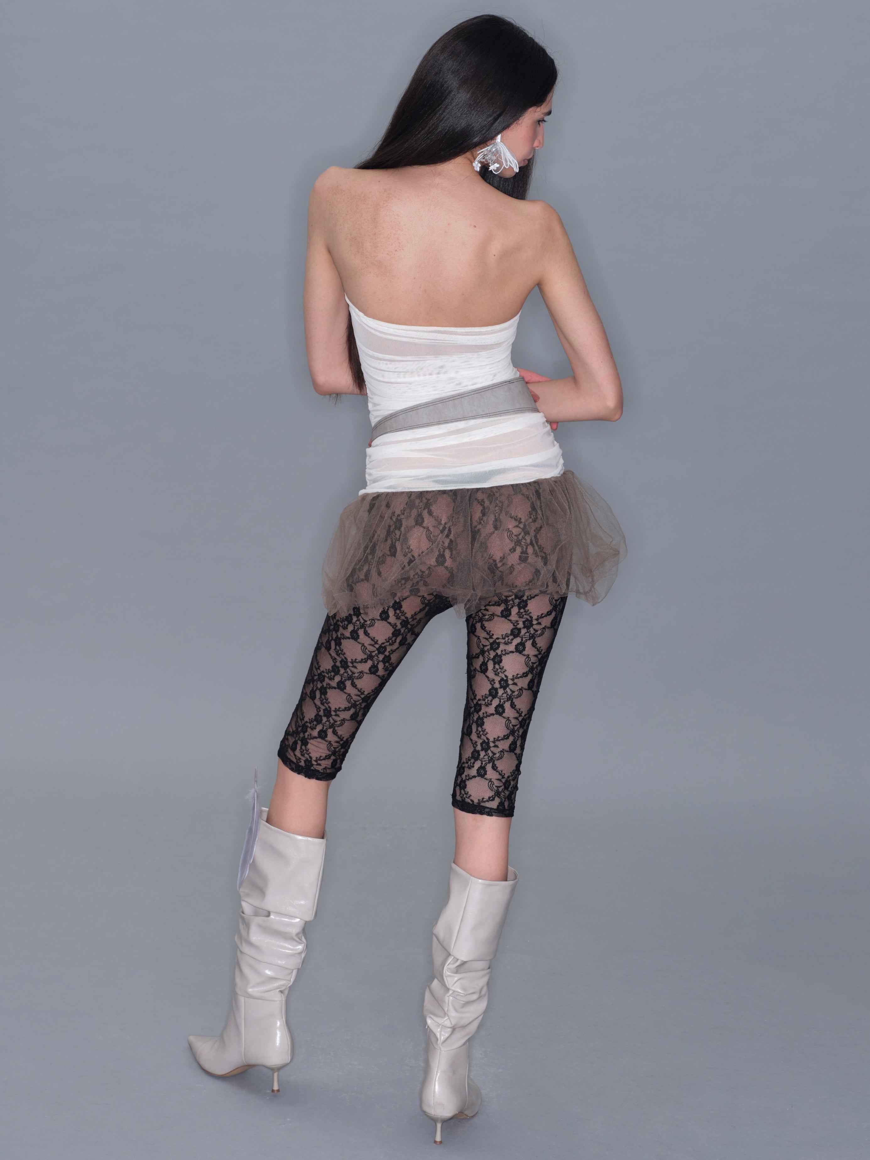 PROD 2025-2 Mesh Lace Cropped Leggings/ Black