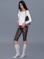 PROD 2025-2 Mesh Lace Cropped Leggings/ Black