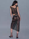 PROD 2025-2 Mesh Side Slit Lace Dress/ Black