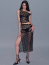 PROD 2025-2 Mesh Side Slit Lace Dress/ Black