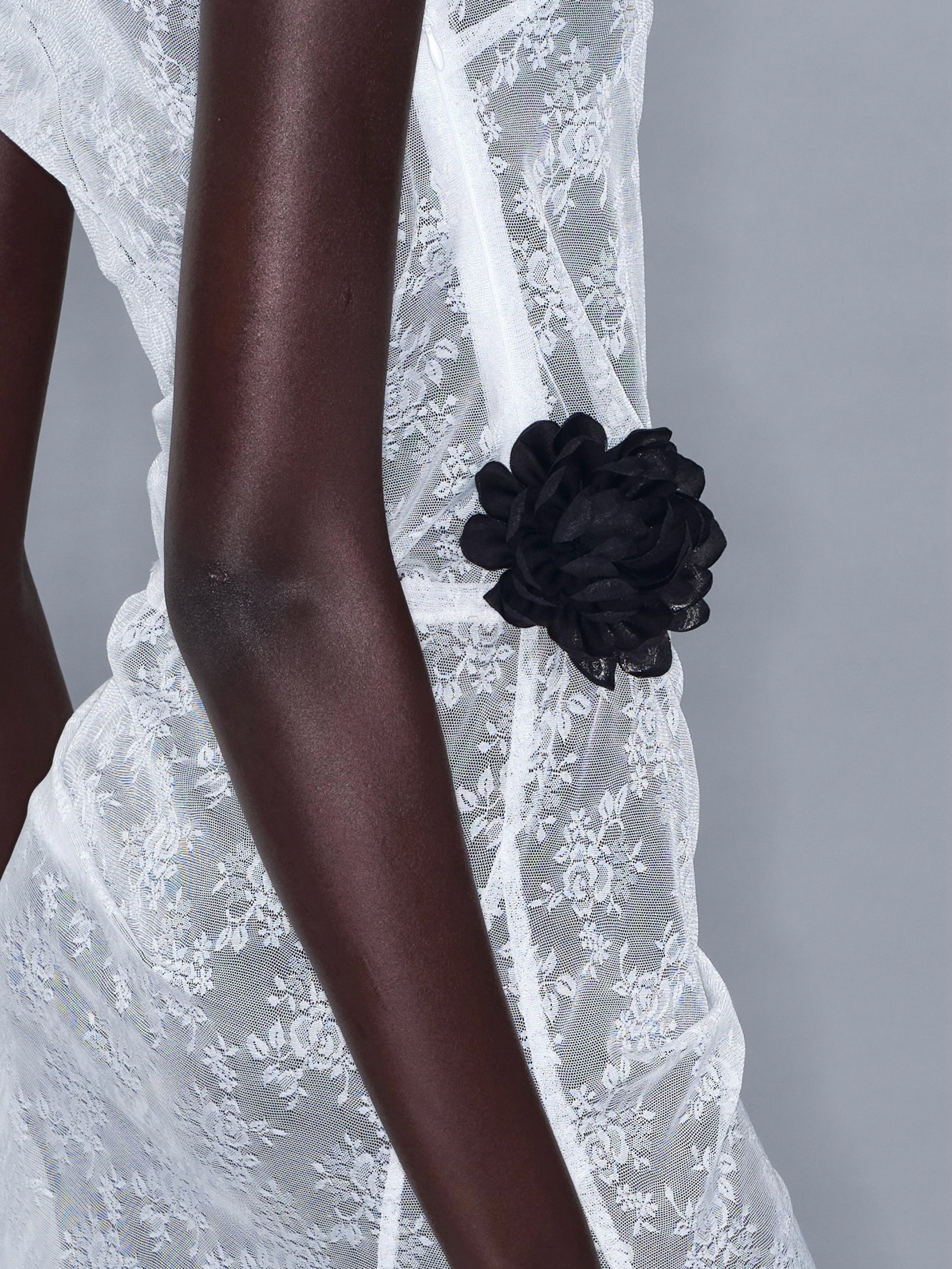 Mesh Side Slit Lace Dress/ White, White / Xs / In-Stock Mesh Side Slit Lace Dress/ White, White / Xs / In-Stock