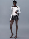 PROD 2025-2 Metal Button Faux Leather Mini Skirt/ Dark Coffee