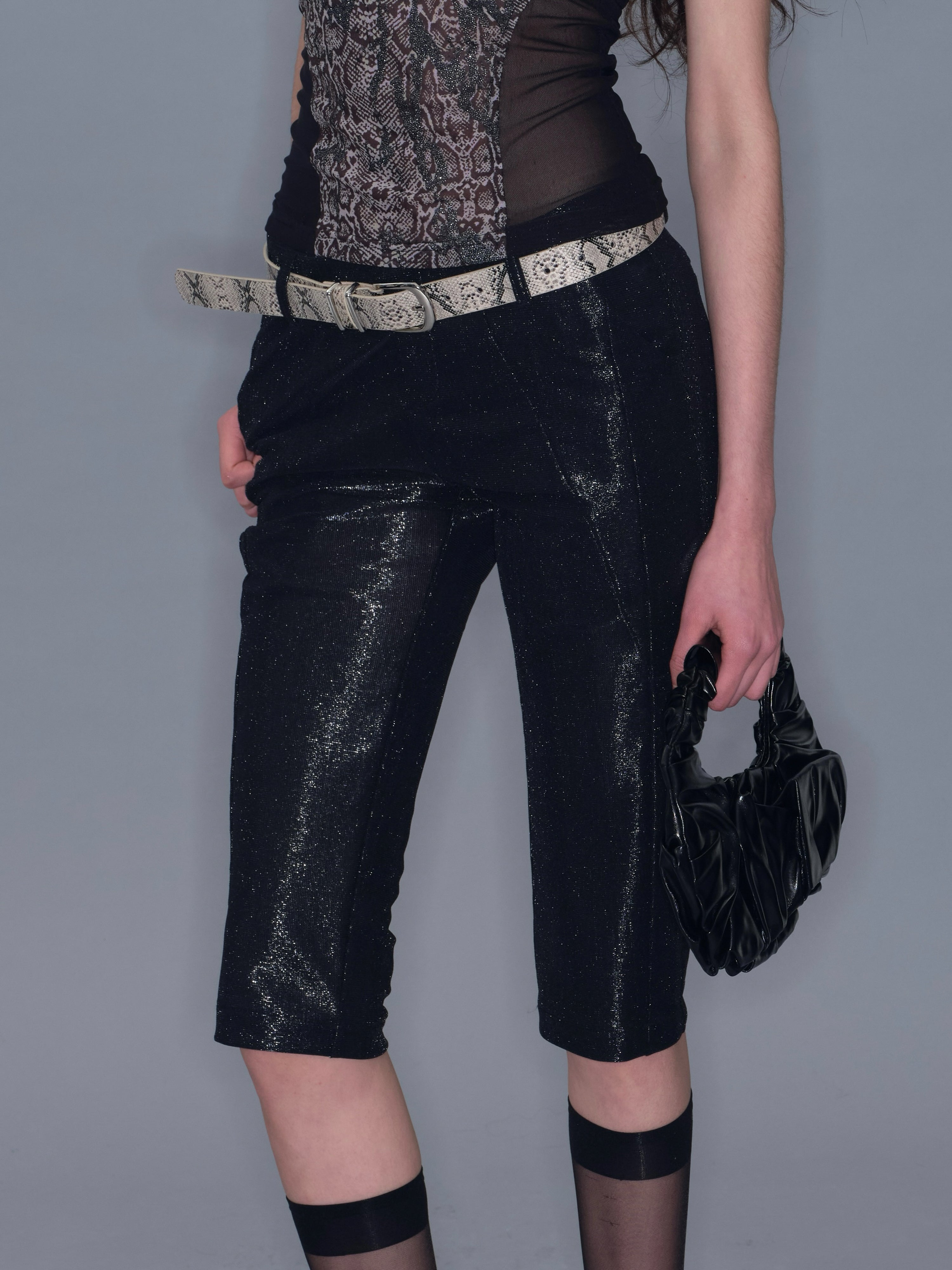 PROD 2025-2 Metallic Mid-Length Shorts/ Black