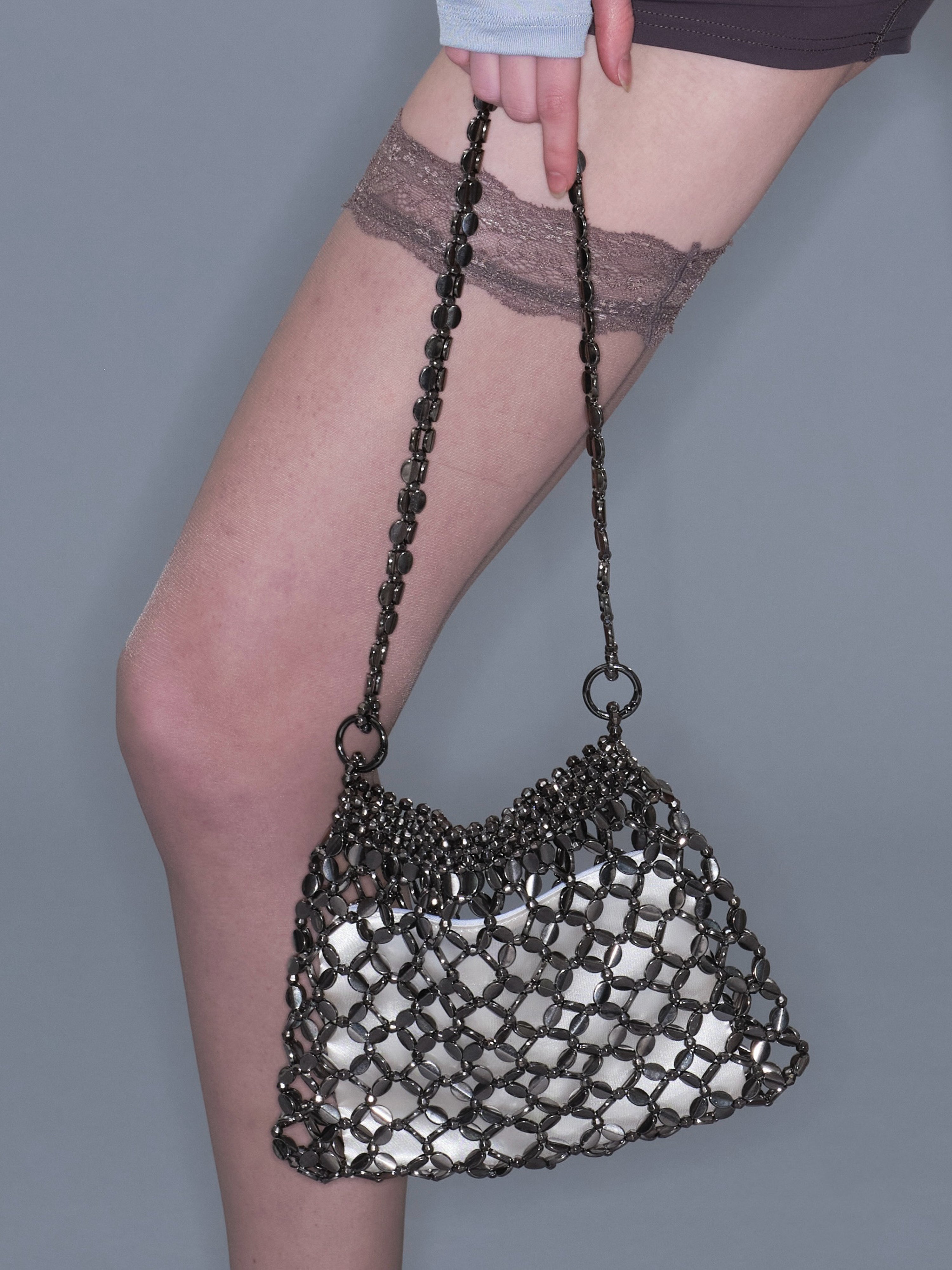  Pre-order20%Off (7-14days) Metallic Beaded Woven Purse