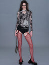 PROD 2025-2 Red / One size / Pre-order20%Off (7-14days) Red Garter Stockings Hollowed-out Design