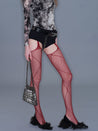 PROD 2025-2 Red / One size / Pre-order20%Off (7-14days) Red Garter Stockings Hollowed-out Design