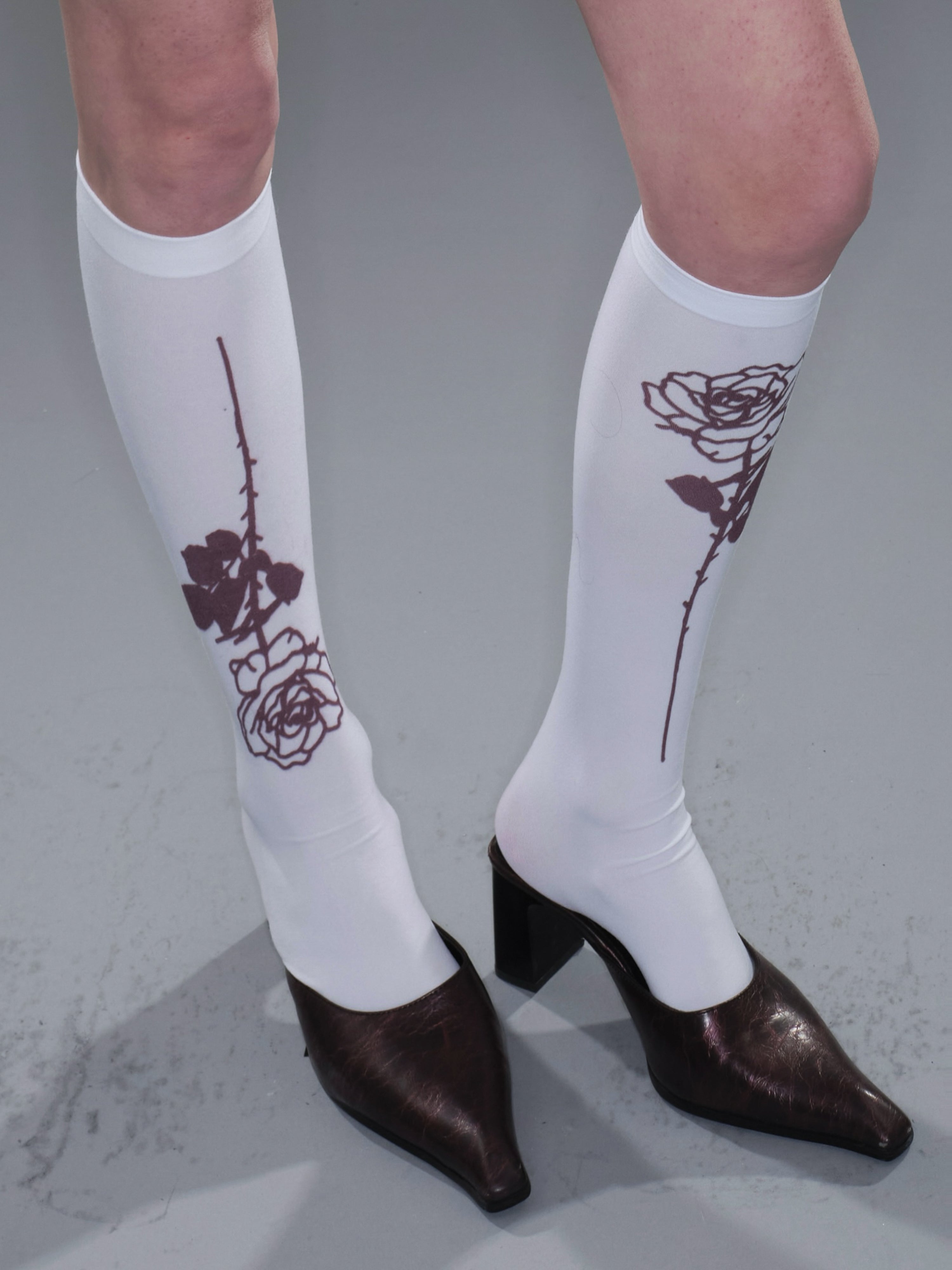  Pre-order20%Off (7-14days) Roses 120D Velvet High-Knee Stockings