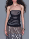 PROD 2025-2 Sheer Bubble Hem Dress/ Black