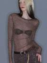 PROD 2025-2 Sheer Metallic Long Sleeve/ Coffee