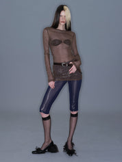 PROD 2025-2 Sheer Metallic Long Sleeve/ Coffee