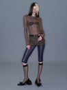 PROD 2025-2 Sheer Metallic Long Sleeve/ Coffee