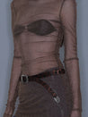 PROD 2025-2 Sheer Metallic Long Sleeve/ Coffee