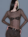 PROD 2025-2 Sheer Metallic Long Sleeve/ Coffee