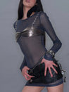 PROD 2025-2 Sheer Metallic Long Sleeve/ Navy Blue