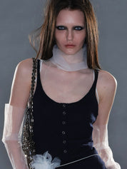 PROD 2025-2 White / XS / In-stock Mesh High-Neck Tank Top/ White