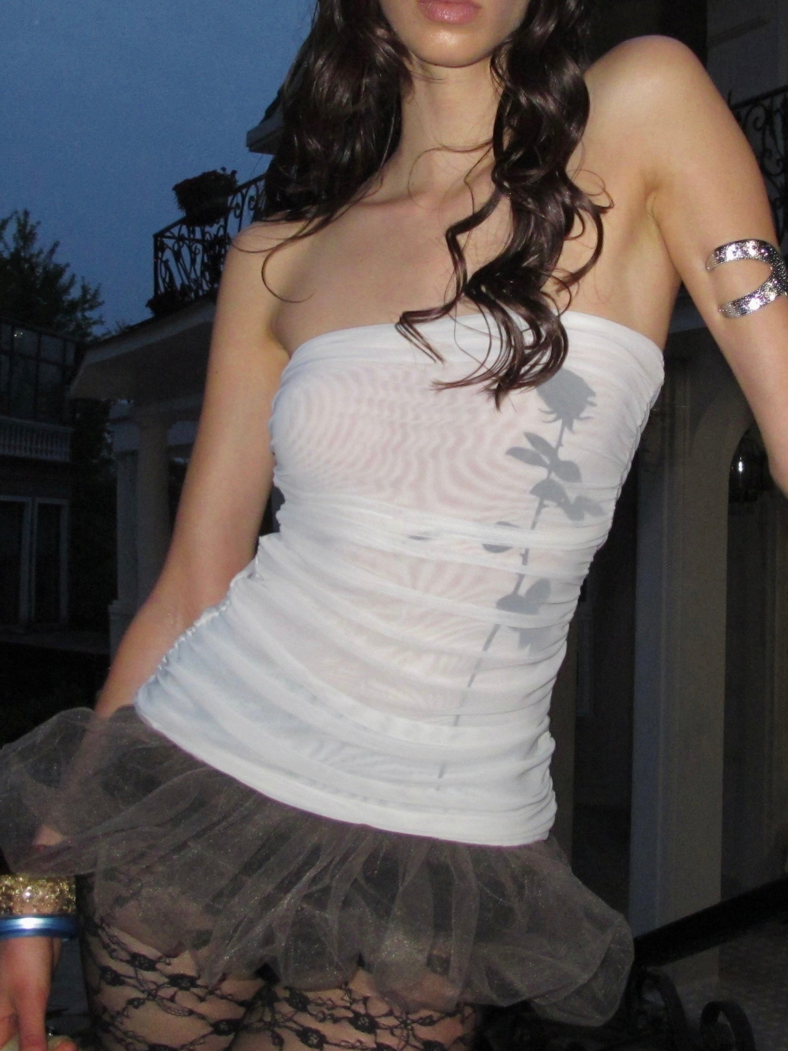 Sheer Bubble Hem Dress/ White White / S / In-stock Sheer Bubble Hem Dress/ White White / S / In-stock