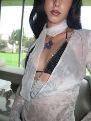PROD 2026Fall Beige/ Purple / In-stock Iris Scarf Necklace
