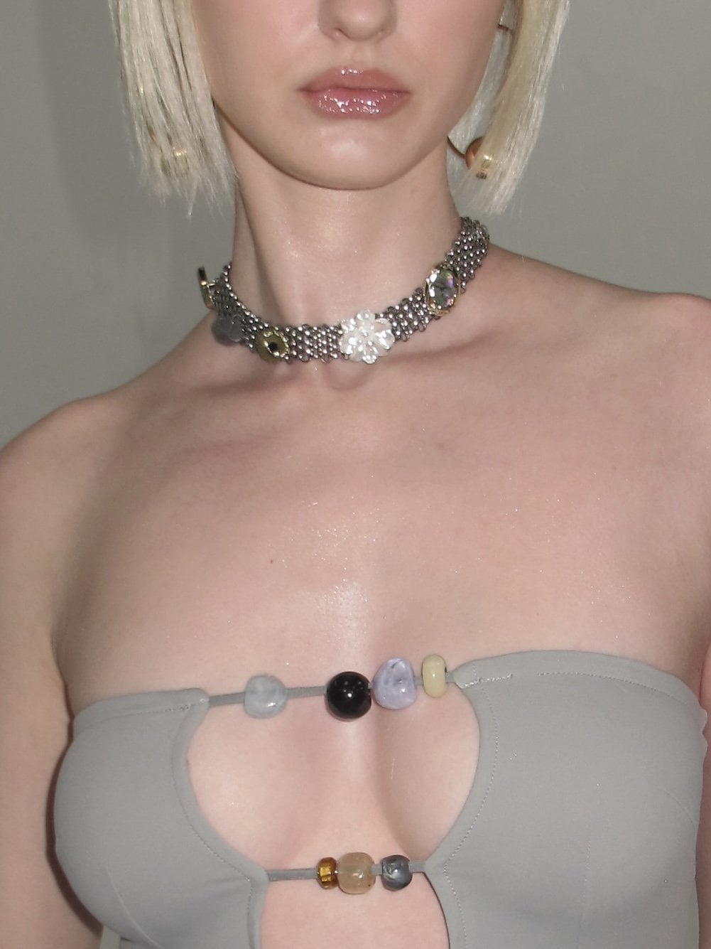 PROD 2026Fall Silver / In-stock Mixed Charm Chain Choker