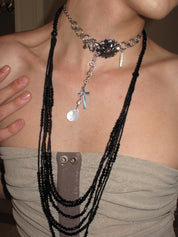 PROD 2PC Set Oriana Cross Layered Necklace Set /Black