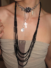 PROD 2PC Set Oriana Cross Layered Necklace Set /Black