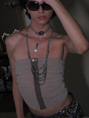 PROD 2PC Set Oriana Cross Layered Necklace Set /Silver