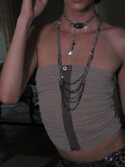 PROD 2PC Set Oriana Cross Layered Necklace Set /Silver