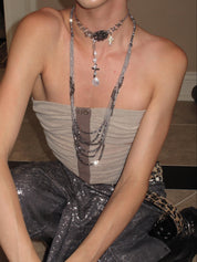 PROD 2PC Set Oriana Cross Layered Necklace Set /Silver