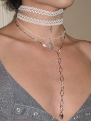 PROD 2PC Set Undine Lace & Teardrop Necklace Set /White