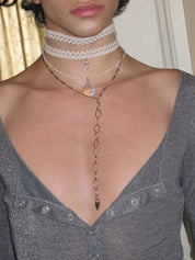 PROD 2PC Set Undine Lace & Teardrop Necklace Set /White
