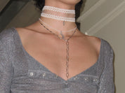 PROD 2PC Set Undine Lace & Teardrop Necklace Set /White