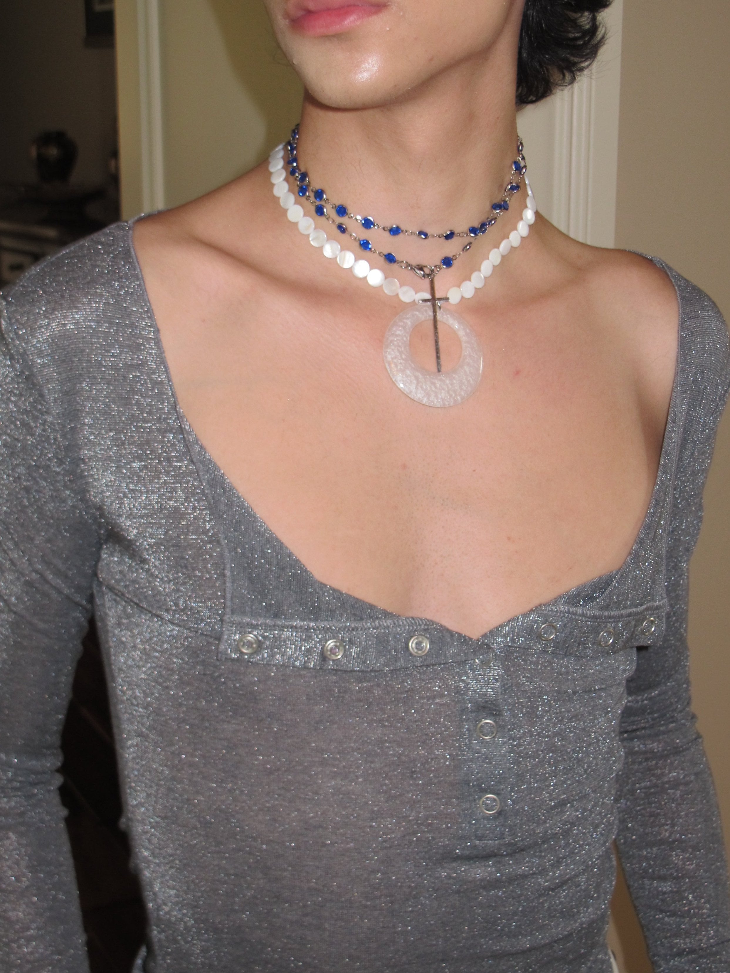 PROD 2PC Set Vesper & Halo Layered Necklace Set