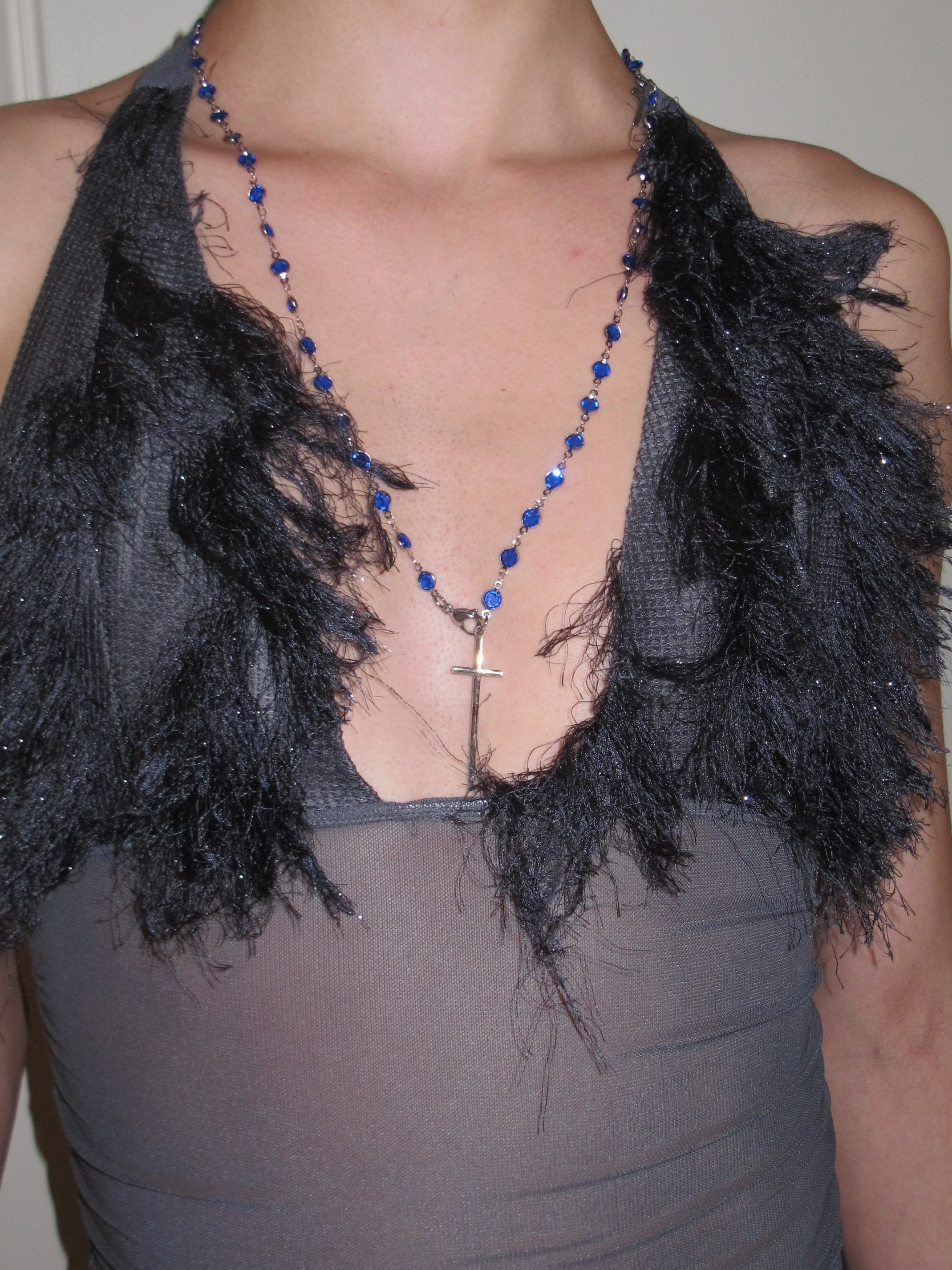 PROD 3-Way Necklace Vesper Blue Beaded Cross Necklace