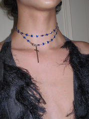 PROD 3-Way Necklace Vesper Blue Beaded Cross Necklace