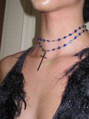 PROD 3-Way Necklace Vesper Blue Beaded Cross Necklace
