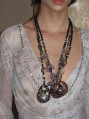 PROD 3PC Beaded Set Nocturne Medallion Layered Necklace Set