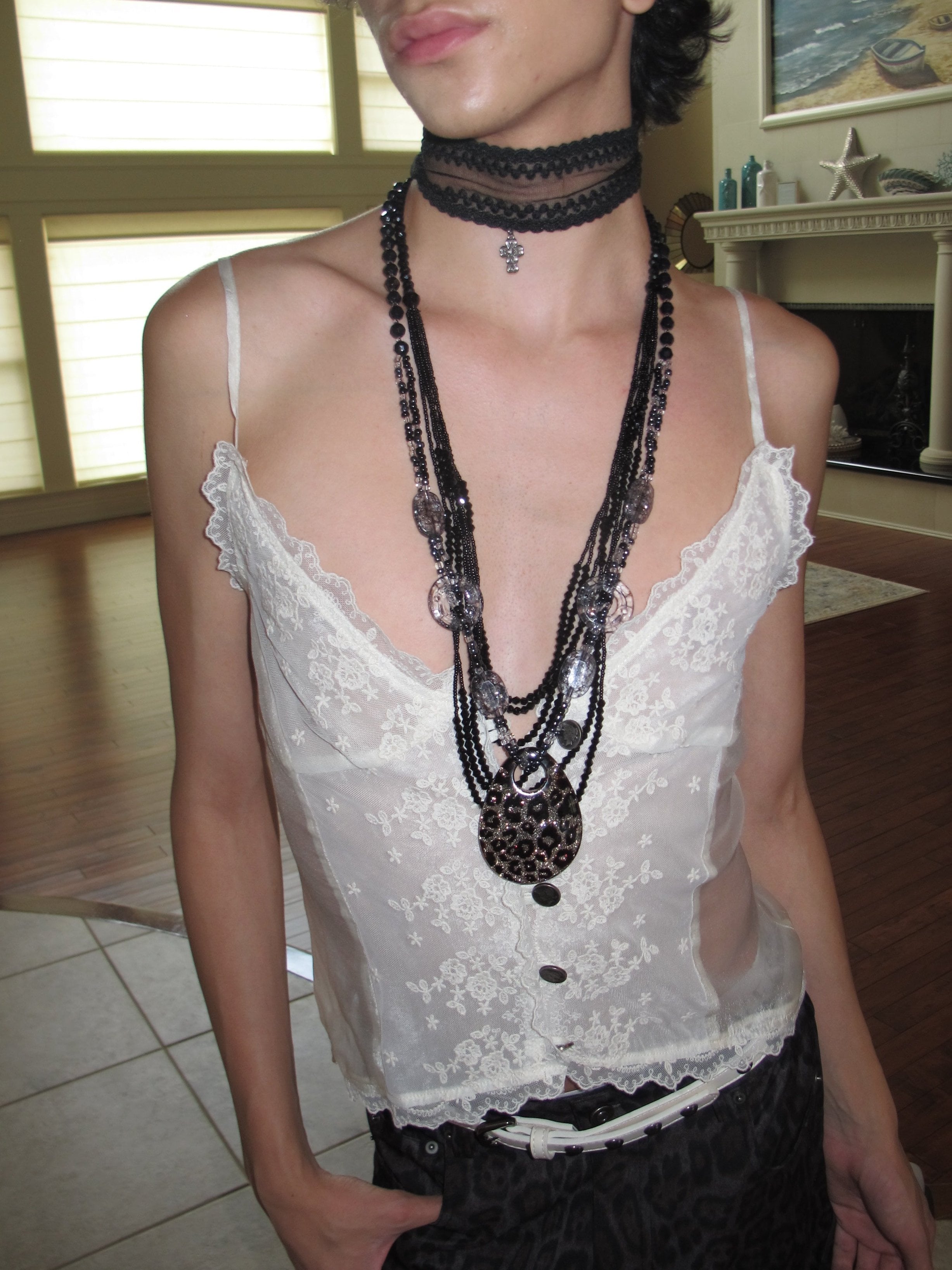 PROD 3PC Set Nocturne Lace & Medallion Necklace Set /Black