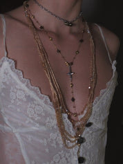 PROD 3PC Set Sable Cross & Draped Chain Necklace Set /Gold