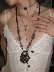 PROD 3PC Set Sable Cross & Medallion Necklace Set /Black