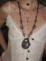 PROD 3PC Set Sable Cross & Medallion Necklace Set /Black