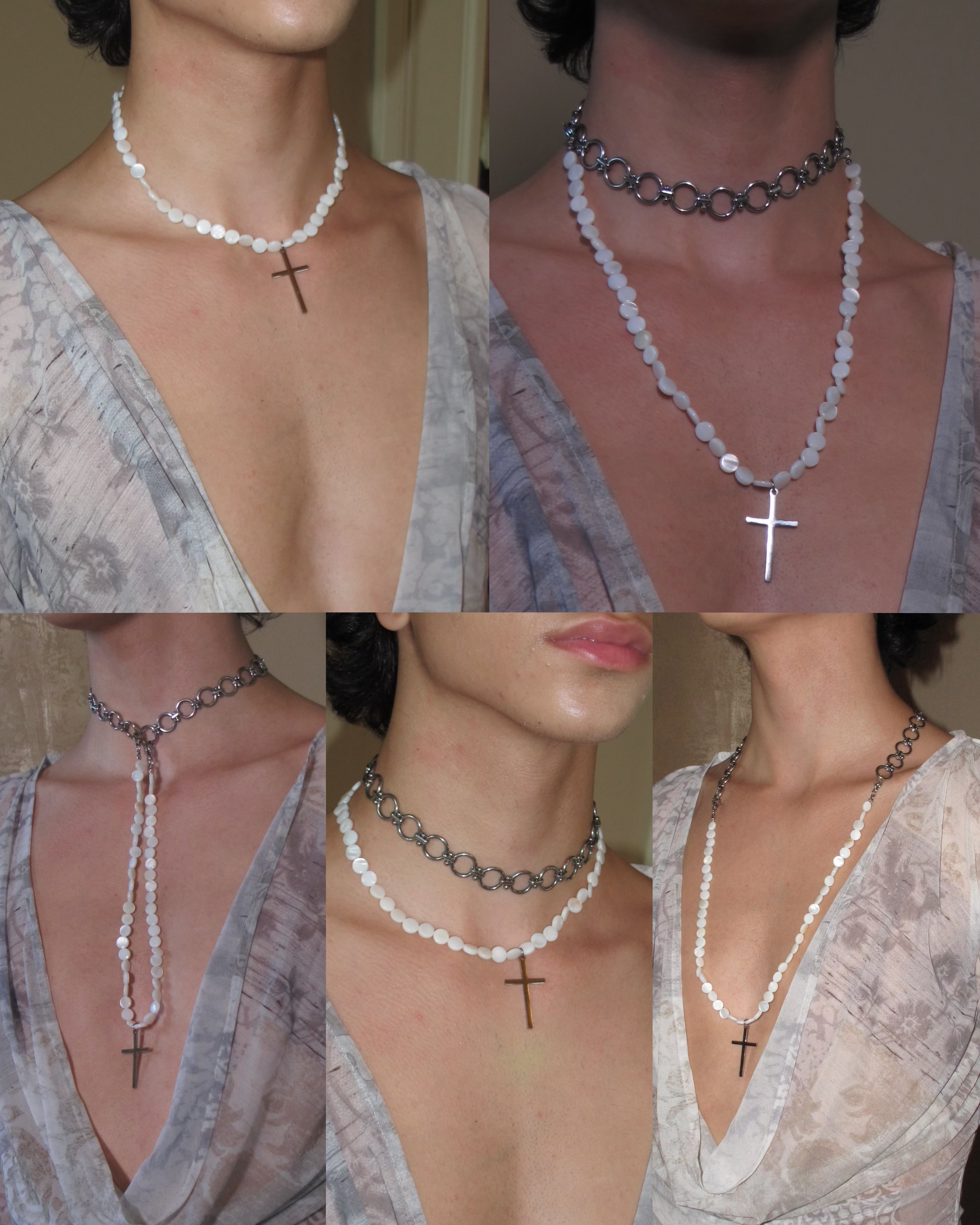 PROD 5-Way Necklace Alba Ring Chain Cross Drop Necklace
