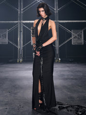 PROD Anouk Halter Heck Ruched Maxi Dress