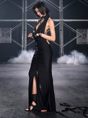 PROD Anouk Halter Neck Ruched Maxi Dress