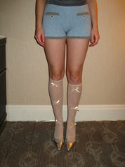 PROD Apparel & Accessories Beige Mesh Ribbon Bow Ballet Knee-Highs Tights